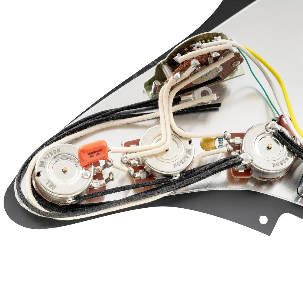 Artec Alnico 5 Pickup Set with Musiclily Pro HSS ST Pickguard for Strat Electric 3P Black Pre-wired Guitar,