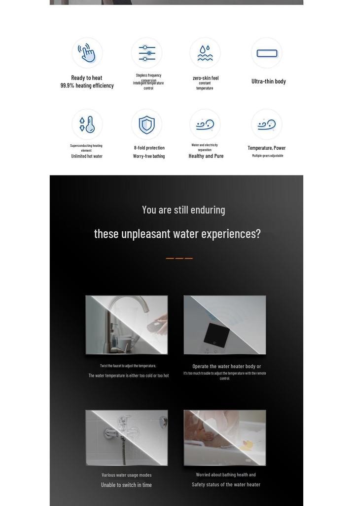 Energy-Efficient Instant Water Heater Shower for Safe, Constant Temperature in Small Spaces