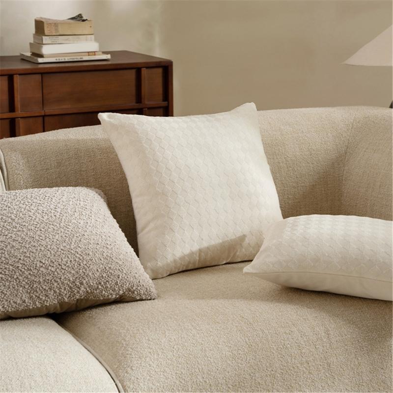 Pillowcase Cotton Textured Weave Cushion Covers for Living Room Bedroom Sofa Couch Home Decoration 45x45cm White