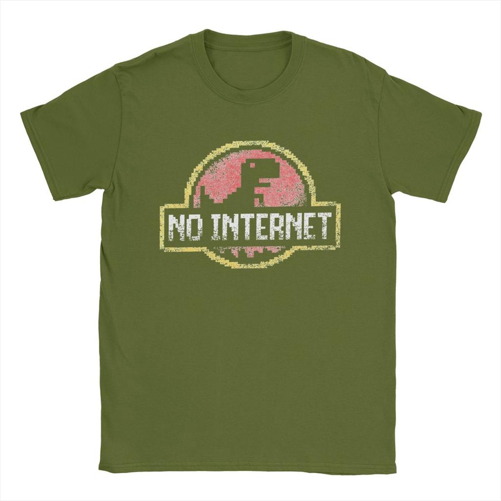 Funny No Internet Park T-Shirts for Men Round Collar 100% Cotton T Shirts Short Sleeve Tee Shirt Summer Clothes