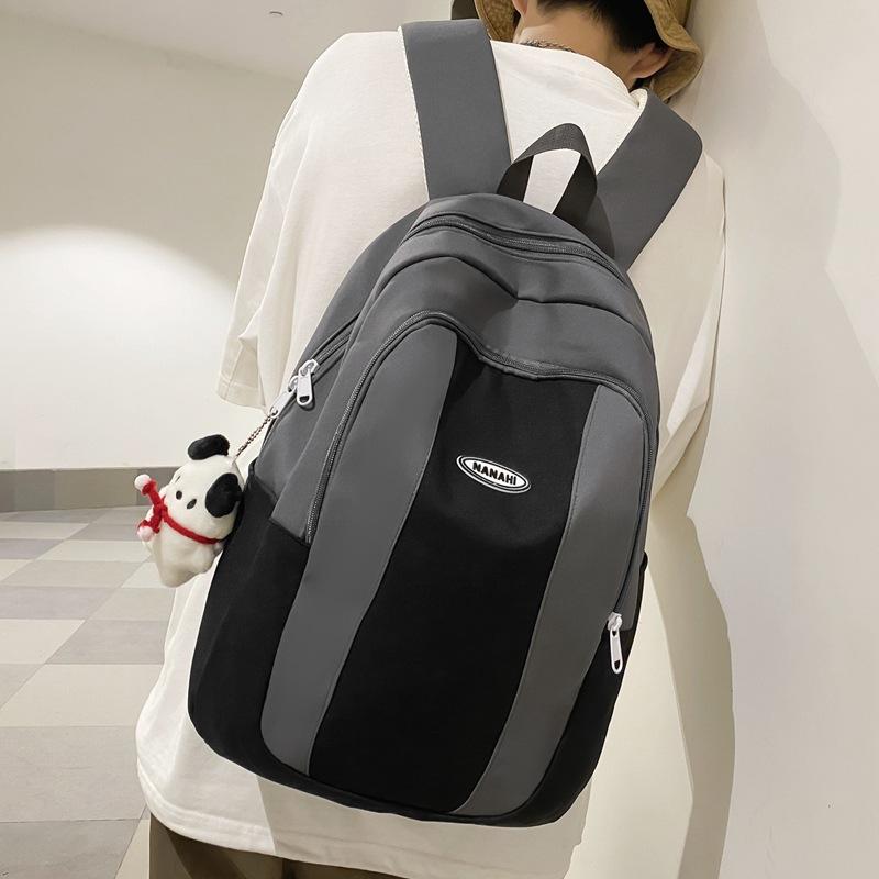 New schoolbag contrasting color casual middle school student backpack simple and lightweight college student couple class backpack