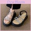 Stylish Thick Bottom Roman Sandals For Women Perfect For Summer Casual Wear In Elegant Beige And Black Colors