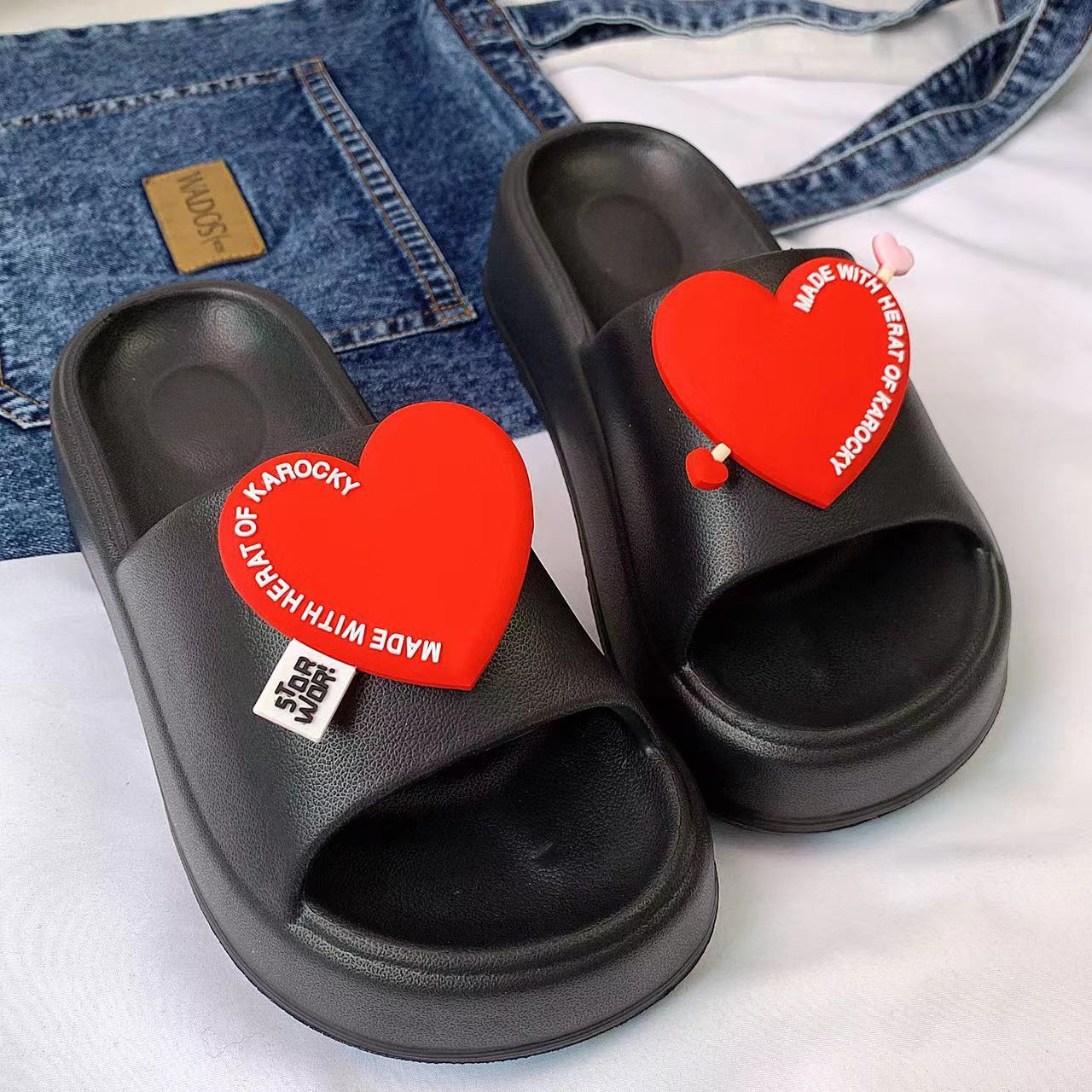 

Женские тапочки на толстой подошве с персиковым сердечком, летние, для дома, ванной, парные тапочки для купания 40/41