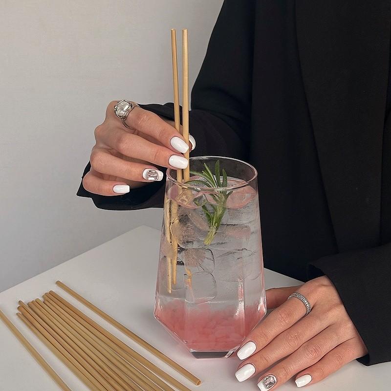 100pcs Natural Wheat Straws Thin Drinking Straws Biodegradable Disposable Eco-Friendly Compostable Coffee Juice Cocktail Party