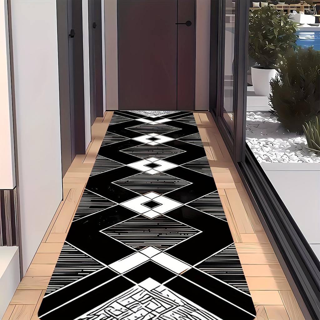VIKAMA Modern Minimalist Geometric Long Strip Carpet Non-Slip Entrance Corridor Floor Mat Bedroom Kitchen Carpet Home Decoration