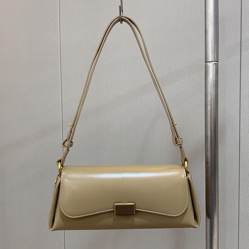 Bag women's niche design retro baguette armpit bag high-end new trendy red crossbody shoulder leather women's bag