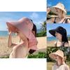 Polyester Wide Brim Sun Hat For Women With Neck Shield Summer Outdoor Sun Protection