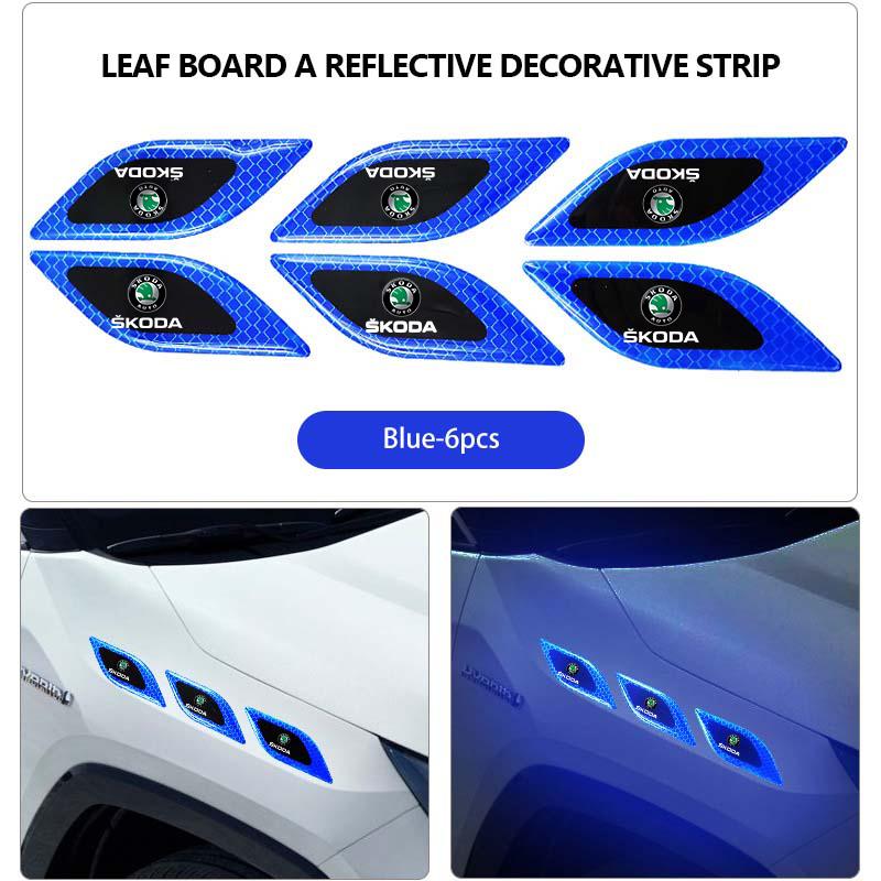 Car Side Fender Reflective Safety Strip Stickers Auto Warning Reflector Sticker For Skoda Fabia Kamiq Superb Scala Enyaq-iV MK3  CX3