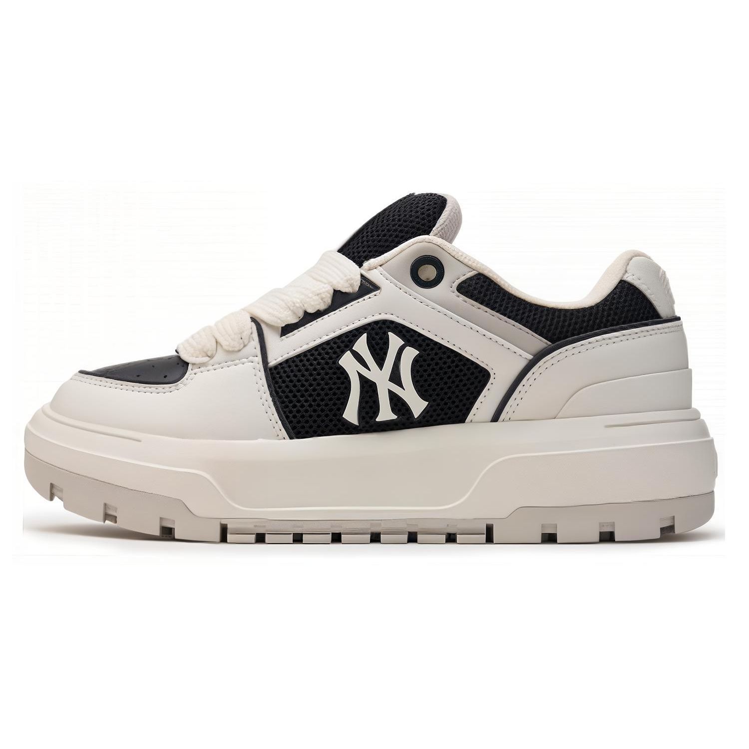 MLB Chunky Liner Synthetisch Leer Ronde Neus Vetersluiting Veelzijdig Schokabsorberend Antislip Lage Sneakers Casual Schoenen Unisex Casual Schoenen 3ASXCLW4N-50BKS 42
