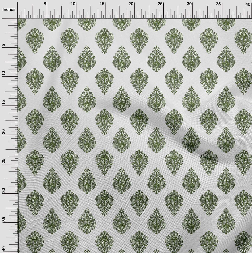 oneOone Georgette Viscose Green Fabric Block Craft Projects Decor Fabric Printed By The Yard 42 Inch