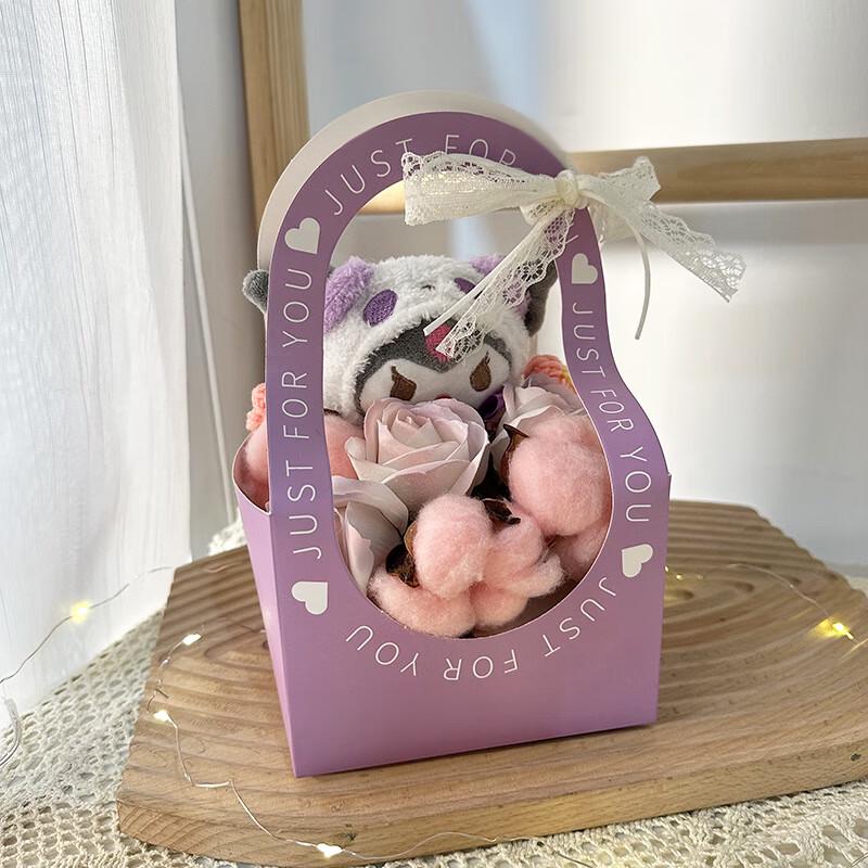 Creative Artificial Rose & Cartoon Plush Toy Bouquet Basket