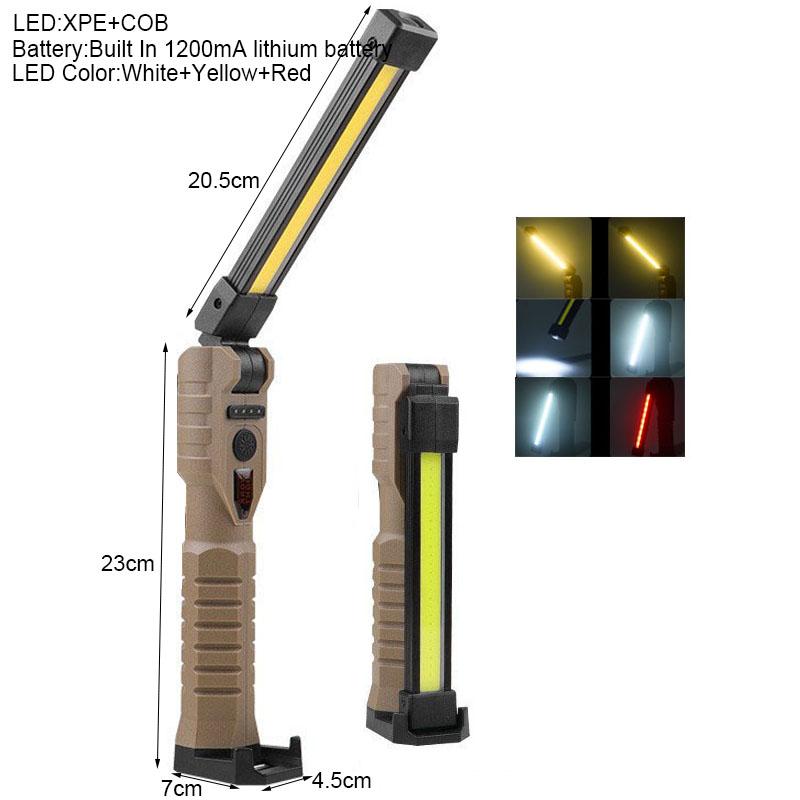 15W 45LED Emergency Floodlight 43.3cm Handheld Camping Torch 3000mAh Type C Work Light 360° Inspection Lamp Red Strobe Warning