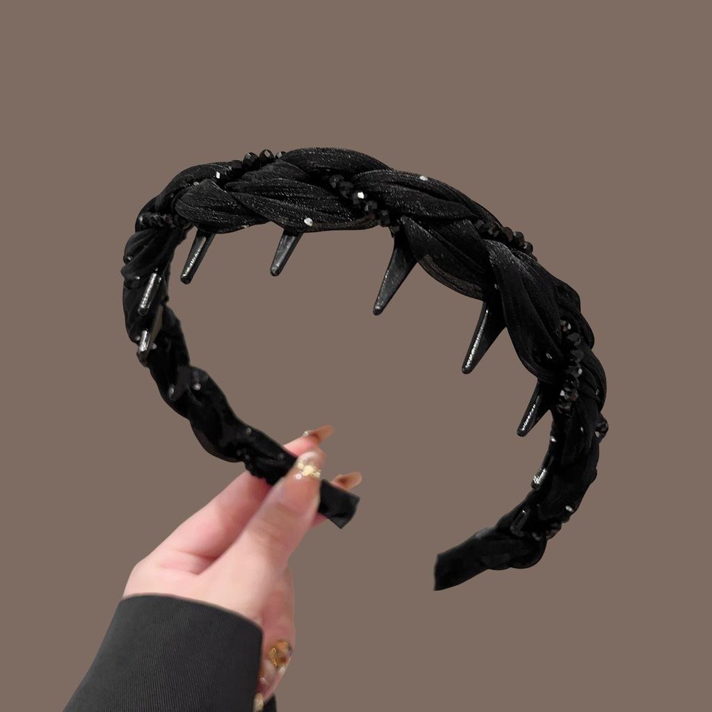 High-End Women's Bow Headband with Teeth - 2025 Face Washing & Hair Pressing Accessory