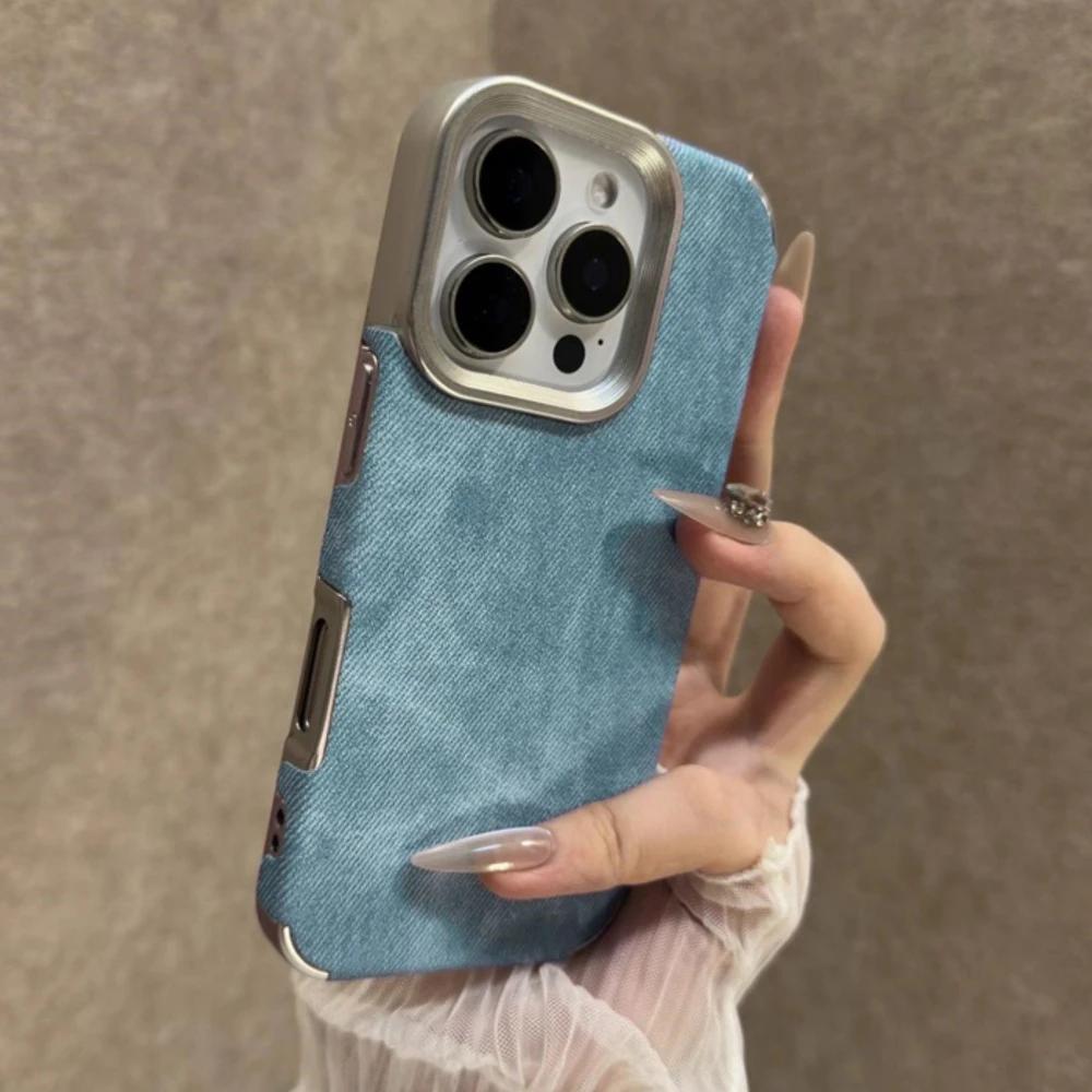 Retro Vintage Cowboy Fabric Case for iPhone 17 Air 16 15 14 Plus 13 12 11 Pro Max Luxury Jeans Soft Bumper Armor Phone Cover