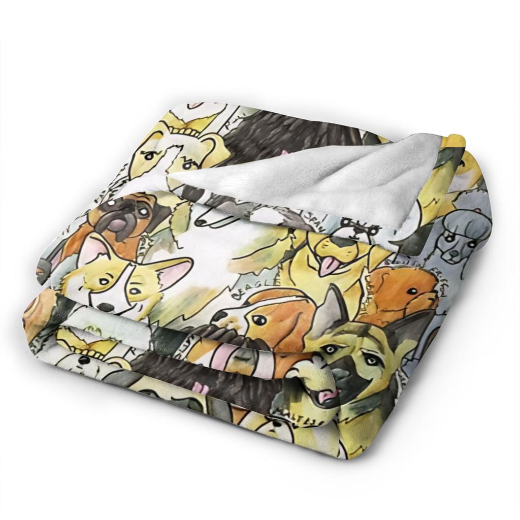 Retro Vintage Art Cute Dogs Warm Soft Blanket Children Plush Throw Blanket Fashion Bedroom Flannel Bedspread Sofa Bed Cover