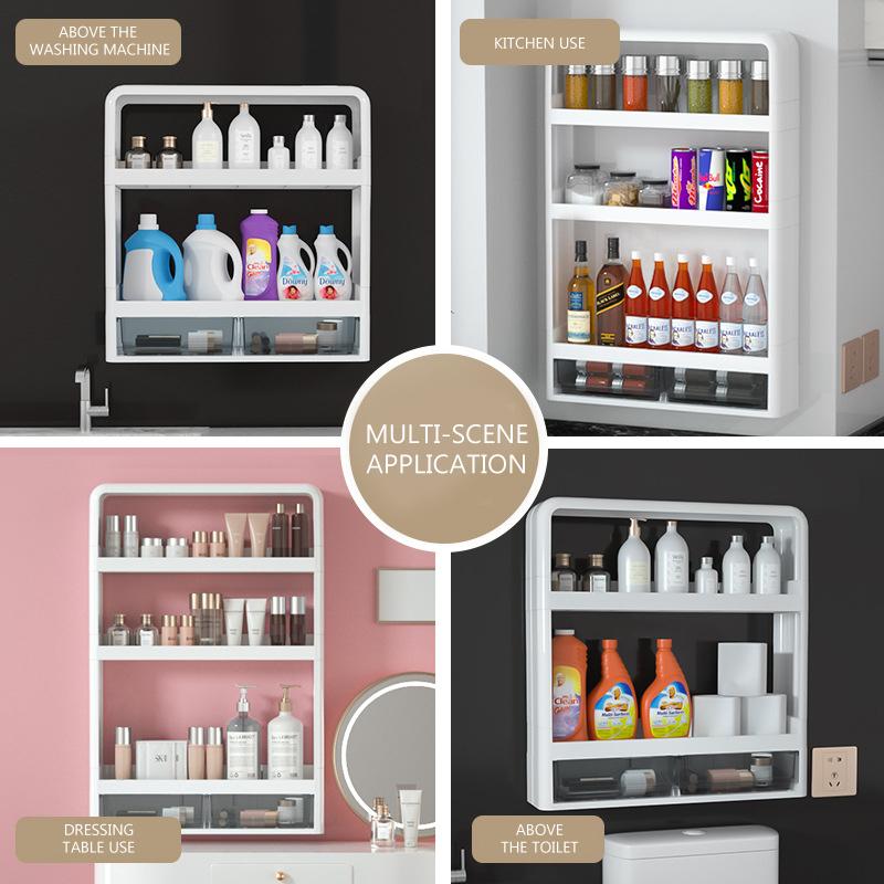 Bathroom Shelves Kitchen Wall Mounts Rack Storage Organizer Waterproof Multi-Layer Combination Holder Decoration Finishing Frame