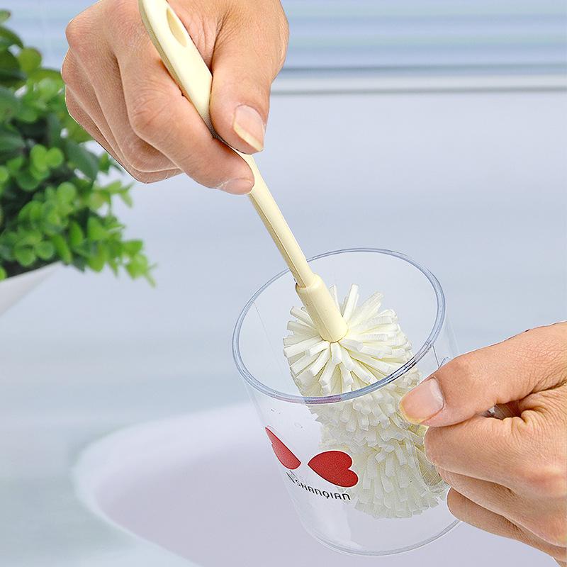 Long Handle Nano Silicone Cup Brush for Cleaning Thermos, Water & Baby Bottles