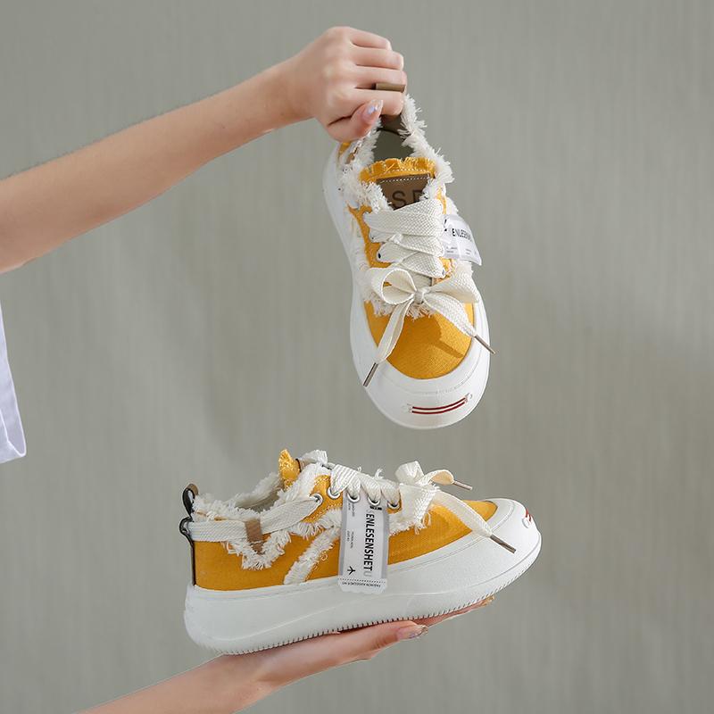 Women Shoes 2022 Summer Trendy Canvas Shoes Women Low Cut Casual Shoes Women Socofy Flat Shoes Zapatos De Mujer