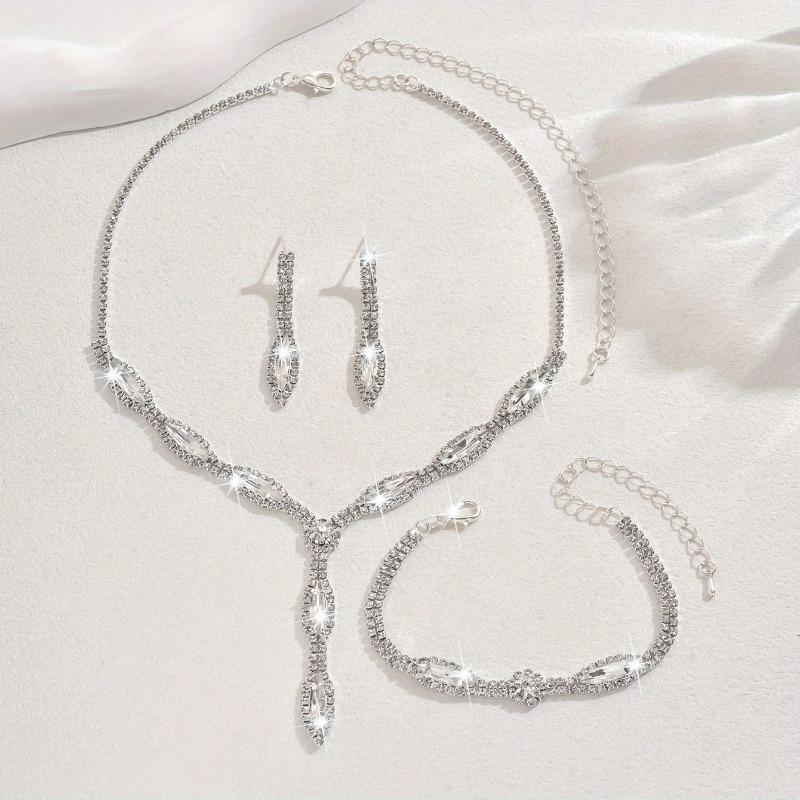 Earrings Necklace Bracelets Women'S Elegant Cute Dainty Geometric Jewelry Set For Wedding Anniversary Valentine'S Day