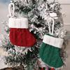Cartoon Striped Knitted Fabric Christmas Socks Knife And Fork Cover Christmas Party Hanging Decorations Christmas Socks Gift Bag