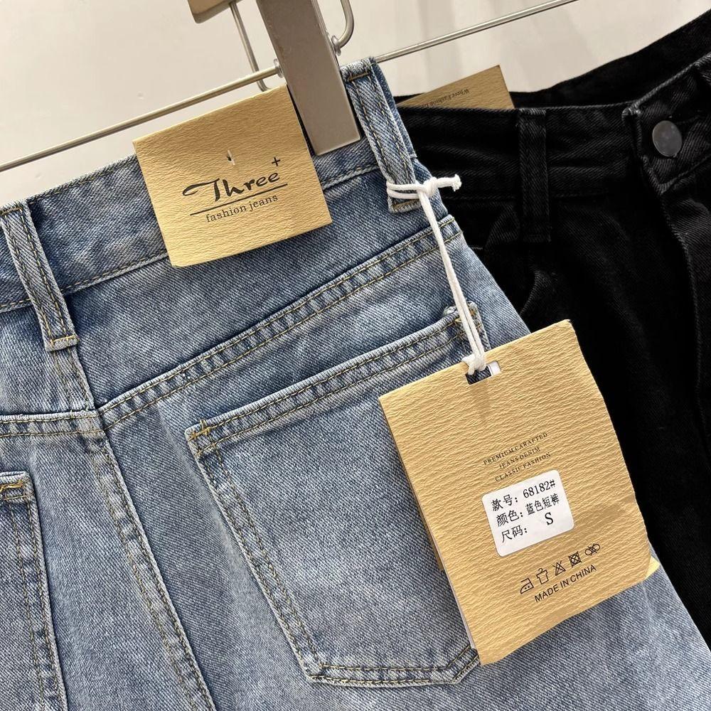 2026 New Women's High-Waisted A-Line Denim Shorts: Summer Thin Style, Loose & Slimming Wide-Leg Design for Pear-Shaped Figures