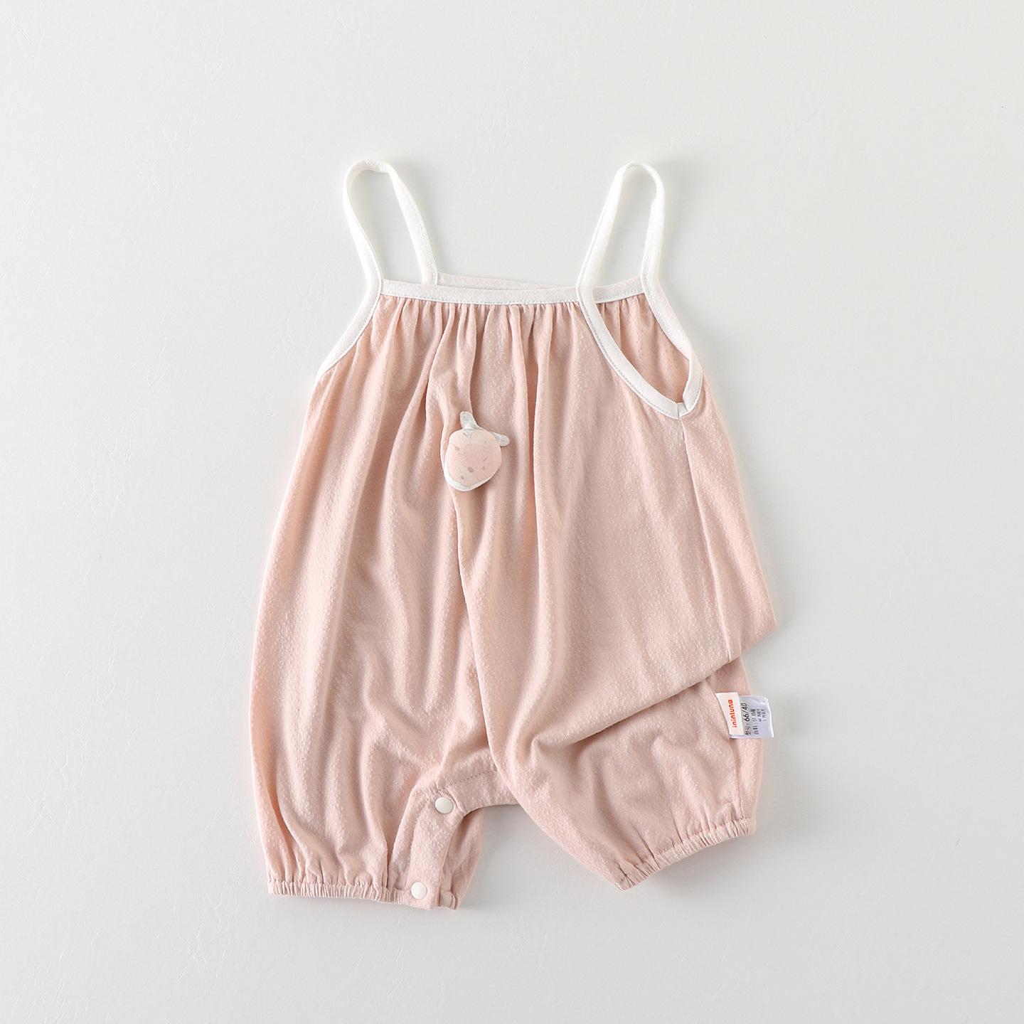 Girls  Summer Ice Silk Strappy Romper Pajamas 90 cm розовый