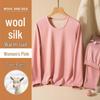 Men's and Women's Wool-Silk Fleece Lined Warm Double-Sided Brushed Underwear Set for Fall and Winter