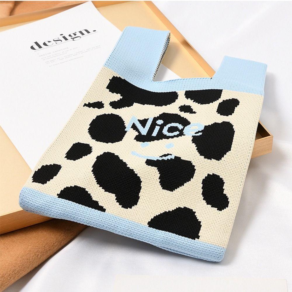 Mini Shoulder Bag Women Girls Knot Wrist Bag Handmade Knit Tote Bag