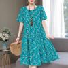 Loose Midi Dress Women Summer O-Neck Elegant Plus Size Dresses