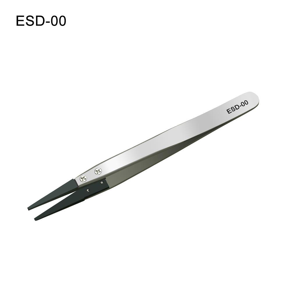 ESD Series Anti-static Long Thin Tip Hardened High Elasticity Sandblasting Tweezers