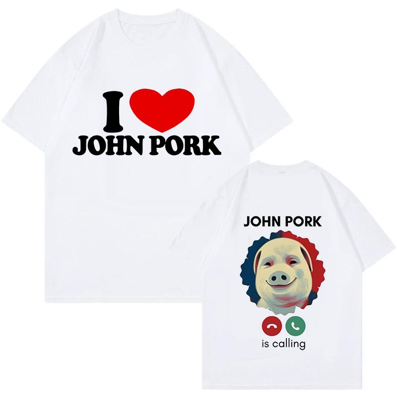 Funny Men Women Pig Tees Tops John Pork Is Calling Answer Call Phone Shirt Tshirt 90s Gothic Hip Hop T-shirt Streetwear Clothes
