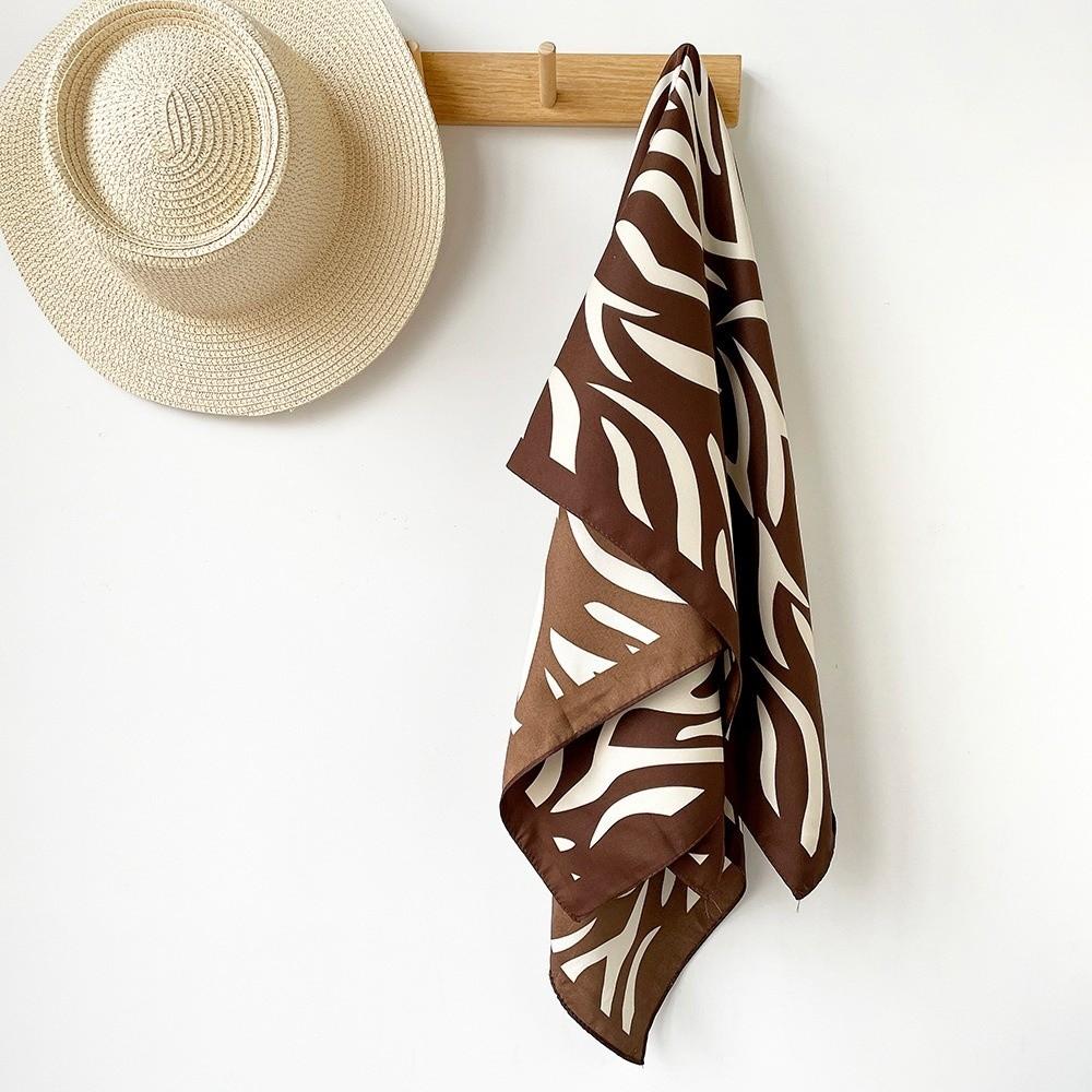 Patterned Shawl 90 CM Square Scarf Lightweight Printed Silk Scarf Stripes Square Headscarf  Women