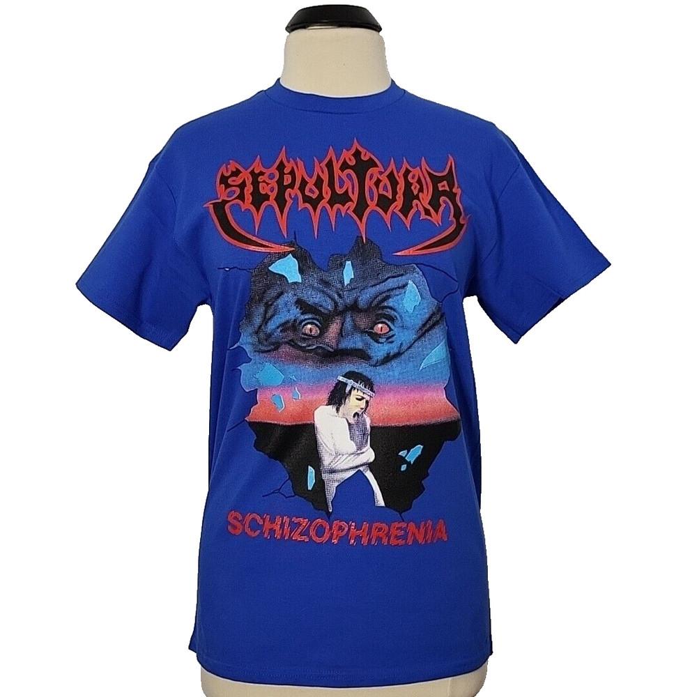 SEPULTURA Schizophrenia 2XL T-Shirt Blue Mens Band Logo Unisex T-Shirt XXXL
