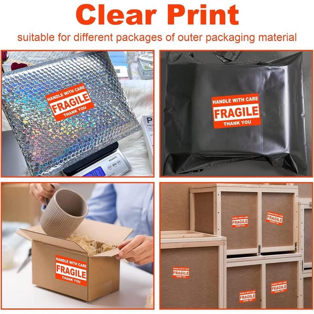 3" X 2" Fragile Stickers for Shipping, 1.8x1''Handle with Care Fragile Labels, Strong Adhesive Thank You Warning Packing Shipping Stickers