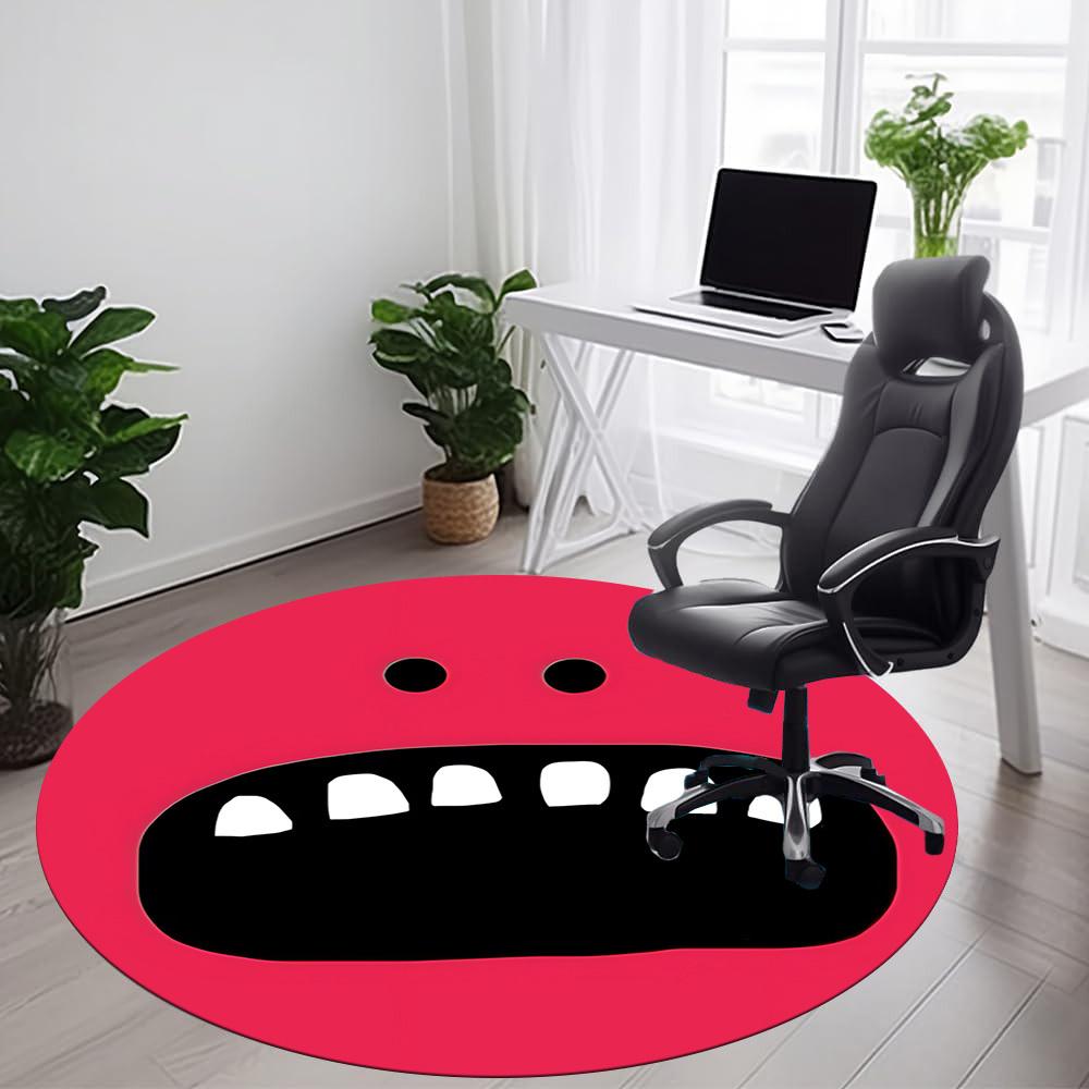 1pc Smile Teeth Office Round Area Rug, Under Office Chairs Bedroom Living Room Home Decor, Room Deco