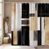 Black Gold Abstract Shower Curtain, Boho Modern Aesthetic, Oil Painting Neutral Art, Fabric Bathroom Set With Hooks
