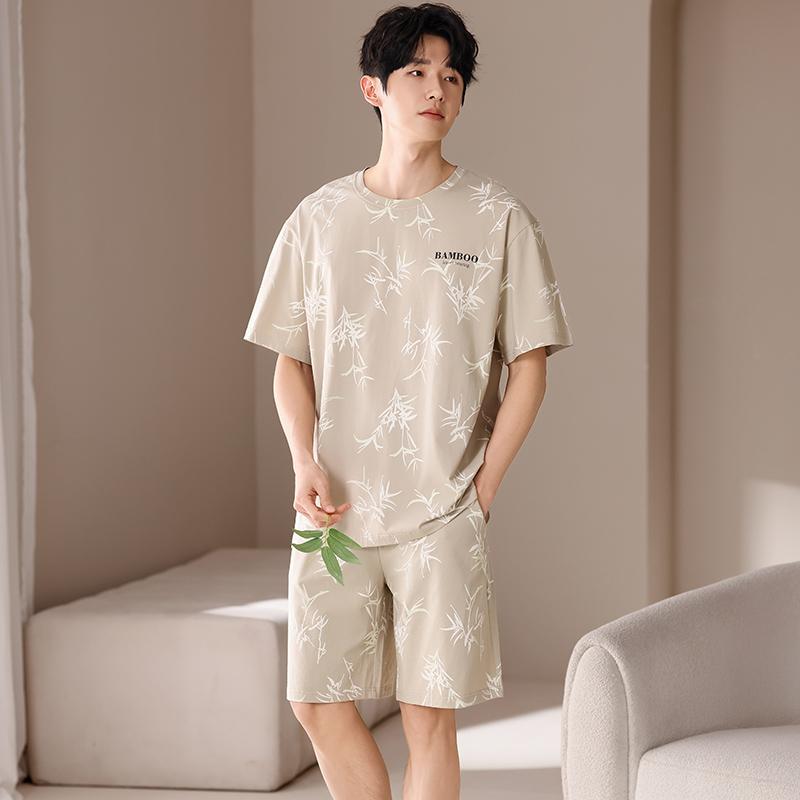 Summer Men's Pajamas Set Casual Loose MODAL COTTON Sleepwear Loungewear Students Two-Piece Sets Cartoon Youth Nightwear Homewear