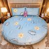 1PC Waterproof Round Cartoon Printed Bed Fitted Sheet with Elastic Single/Queen/King Mattress Cover (without Pillowcase)