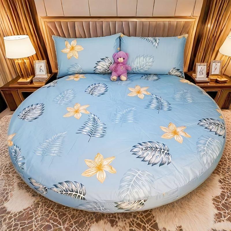 1PC Waterproof Round Cartoon Printed Bed Fitted Sheet with Elastic Single/Queen/King Mattress Cover (without Pillowcase)