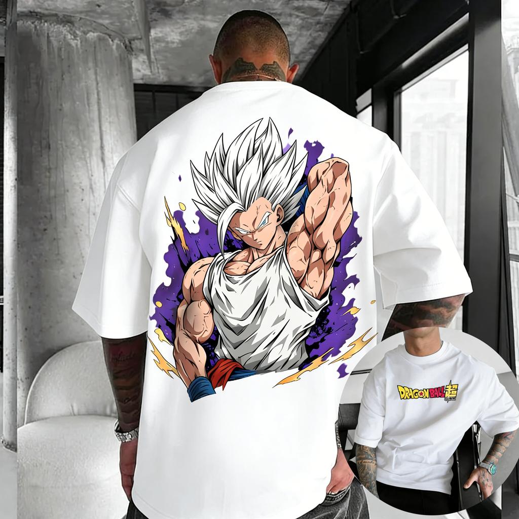 Nowe Anime Dragon Ball Goku Okrągły Dekolt Krótki Rękaw 2026 Bandai Letnia Męska Koszulka Sportowa Luźna i Oddychająca Bawełniana