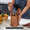 Wooden Utensil Holder for Countertop, 360° Rotating Kitchen Utensil Holder Large Acacia Wood Crock, Farmhouse Kitchen Decor