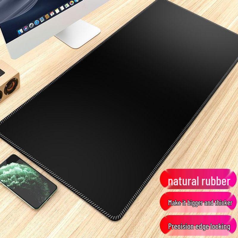 Ultra-Large Thick Black Gaming Desk Mat with Precision Edges