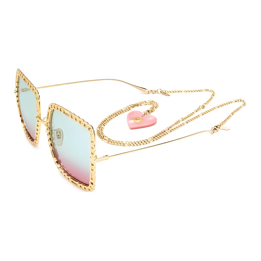 

GUCCI Square Frame Metal Sunglasses Gold Light Blue Women s 57 золотой