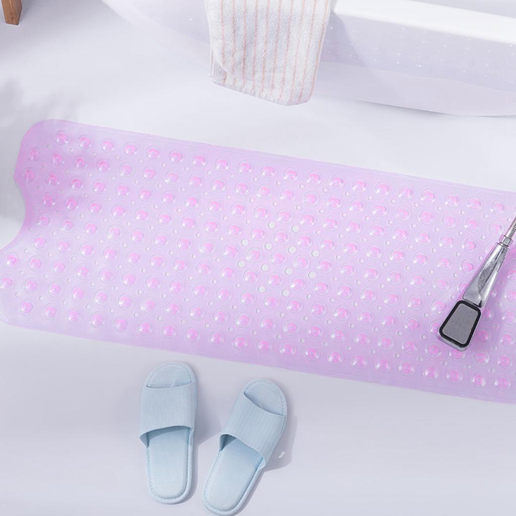 Bathroom Shower Mat 40x100cm PVC Skid Resistant Long Strip Shower Mats with Suction Cups for Home Purple