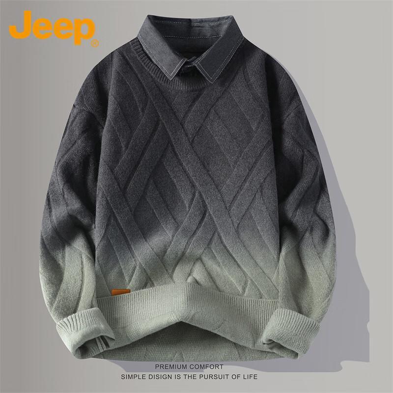 

JEEP Men s Pullover Shirt Collar Knit Sweater 4XL