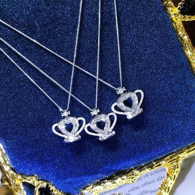 Neue Luxus Zirkonia Krone Halskette Frauen Zarte Stilvolle Anhänger Braut Hochzeit Halskette Phantasie Geschenk Mode Schmuck