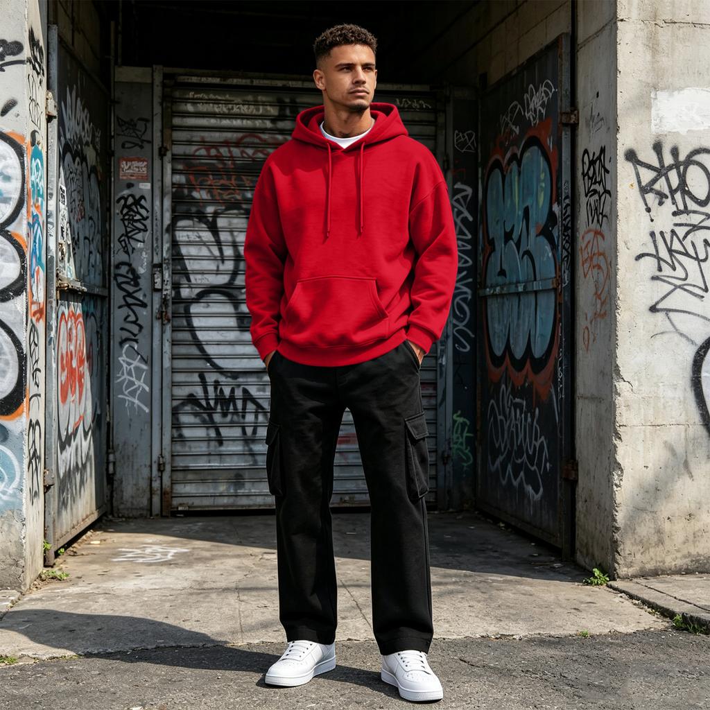Men's Casual Loose Fit Hoodie and Cargo Pants 2 Piece Set with Elastic Waist for Everyday Streetwear
