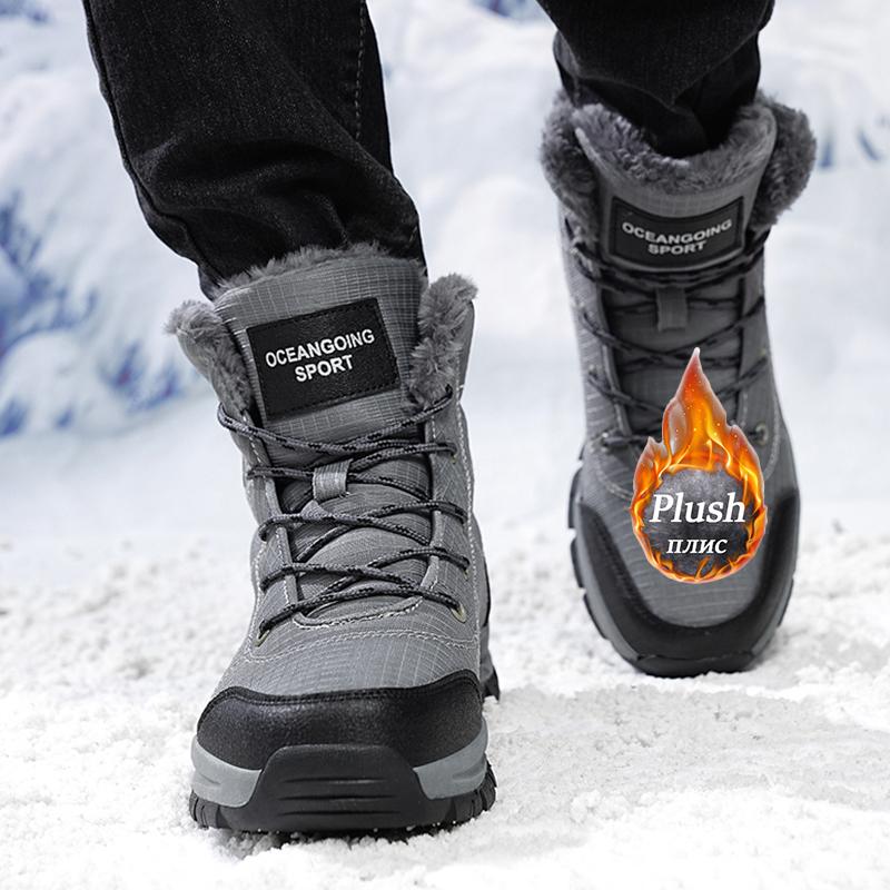 Hiking Boots Men Winter Snow Boots For Waterproof Sneakers Super Warm Men's Original Boots Outdoor Male Work Shoes Size 39-48