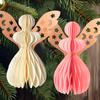Angel Honeycomb Ornament Paper Angel Hanging Ornament with Sparkling Edge 3D Honeycomb