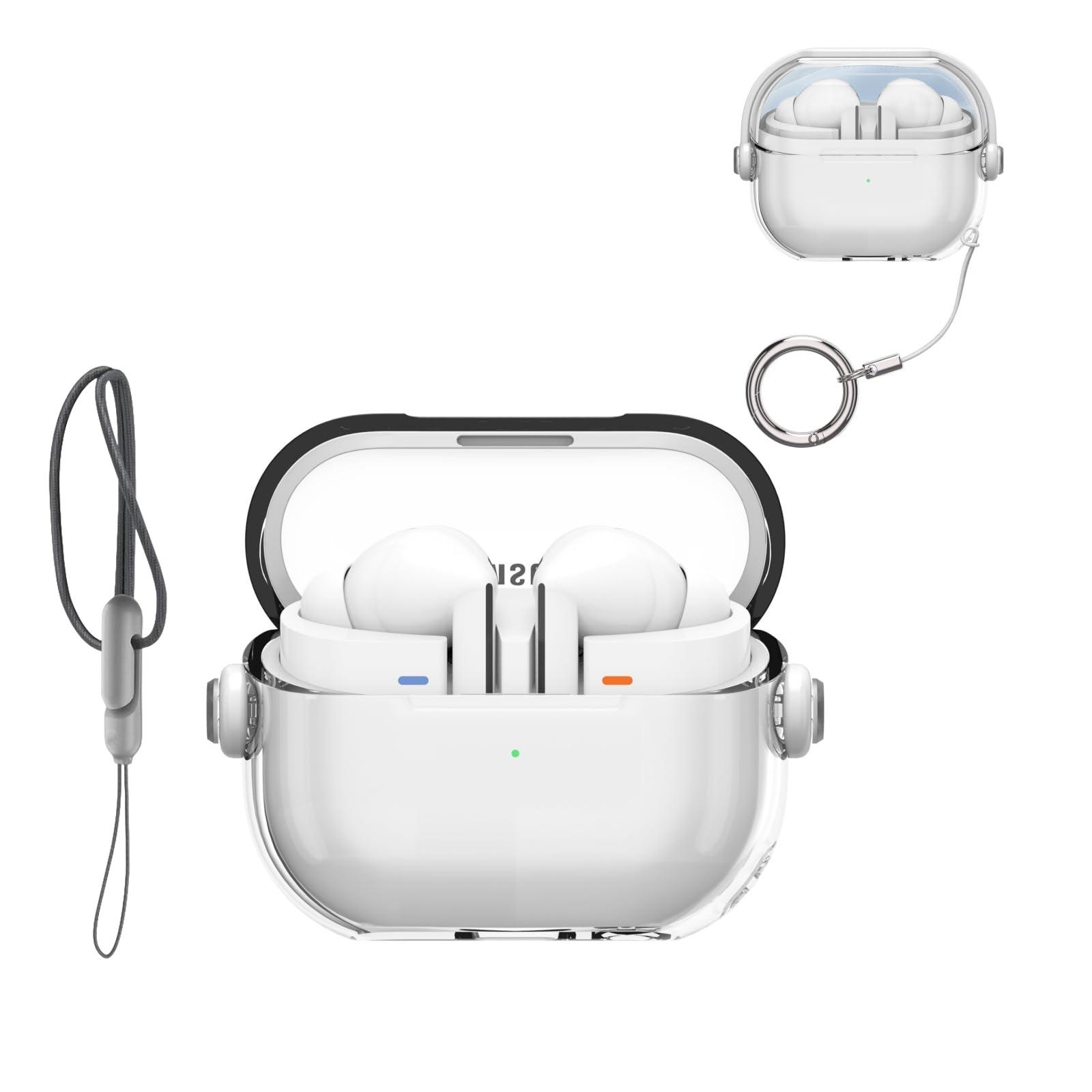 

Прозрачный чехол с замком для Samsung Galaxy Buds 3/3Pro со шнурком-брелоком, милый музыкальный дизайн, защитный чехол для Samsung Galaxy Buds 3 For Galaxy Buds 3Pro